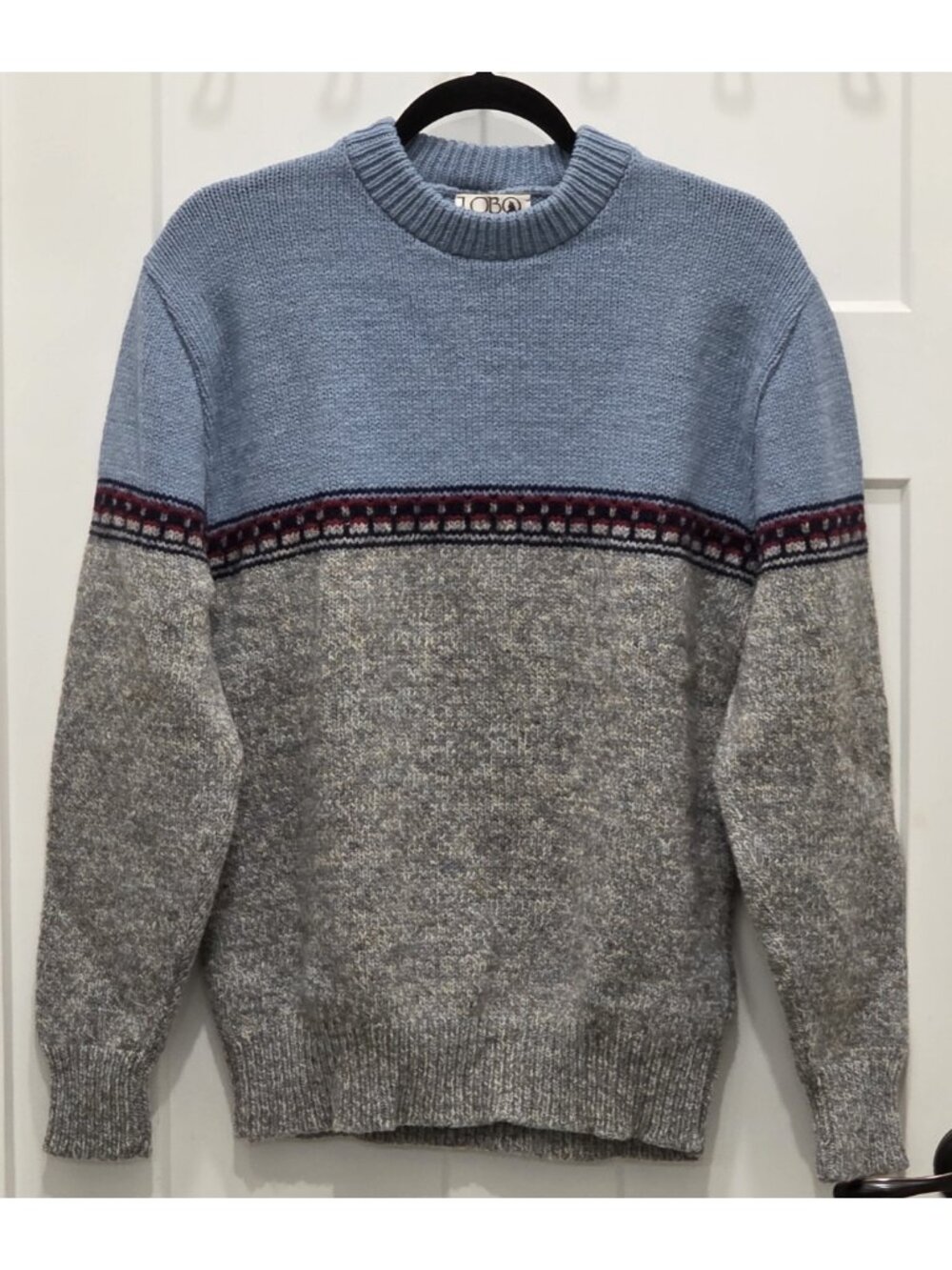 Pendleton Sweater By Lobo Vintage 100% Wool Grey And Blue Mens Size Medium